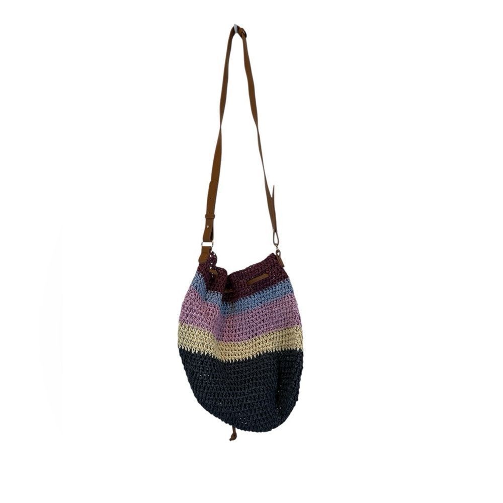 Loft Multicolor Striped Straw Crossbody Saddle Bag - Picture 4 of 4